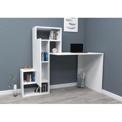 Mesa de trabajo con estante IRMAK 119x138,6 cm blanco