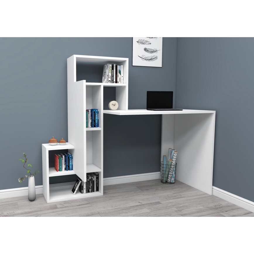 Mesa de trabajo con estante IRMAK 119x138,6 cm blanco