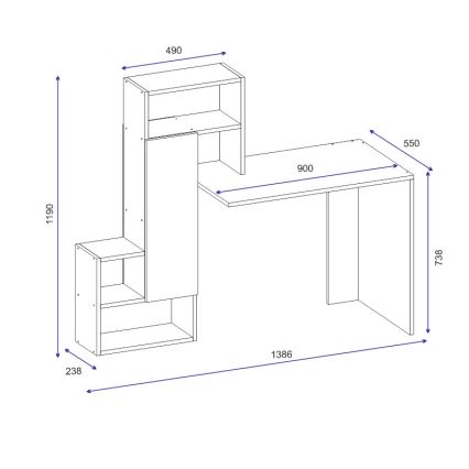Mesa de trabajo con estante IRMAK 119x138,6 cm blanco