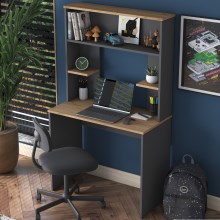 Mesa de trabajo con estante RANI 90x155,6 cm antracita/marrón