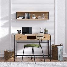 Mesa de trabajo PENA 72x100 cm + estante de pared 24x100 cm marrón/negro