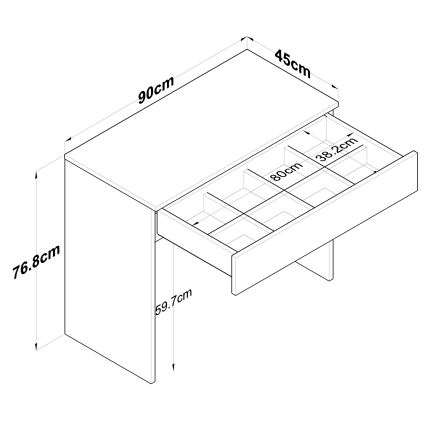 Mesa de trabajo RANI 90x76,8 cm blanco