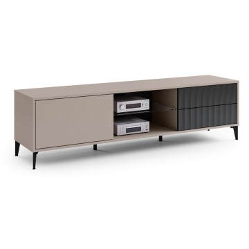 Mesa de TV con cajones RONJA taupe/negro