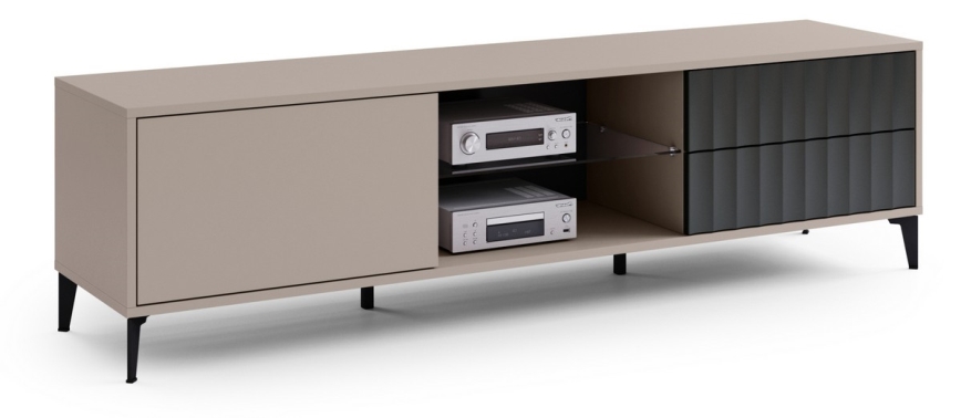 Mesa de TV con cajones RONJA taupe/negro