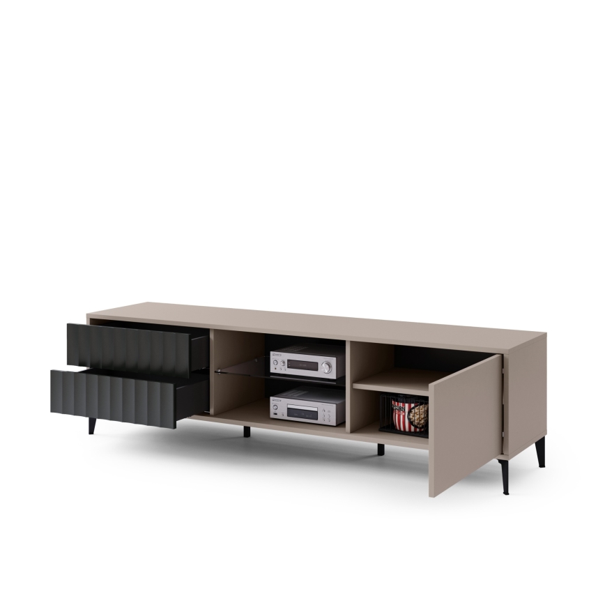 Mesa de TV con cajones RONJA taupe/negro