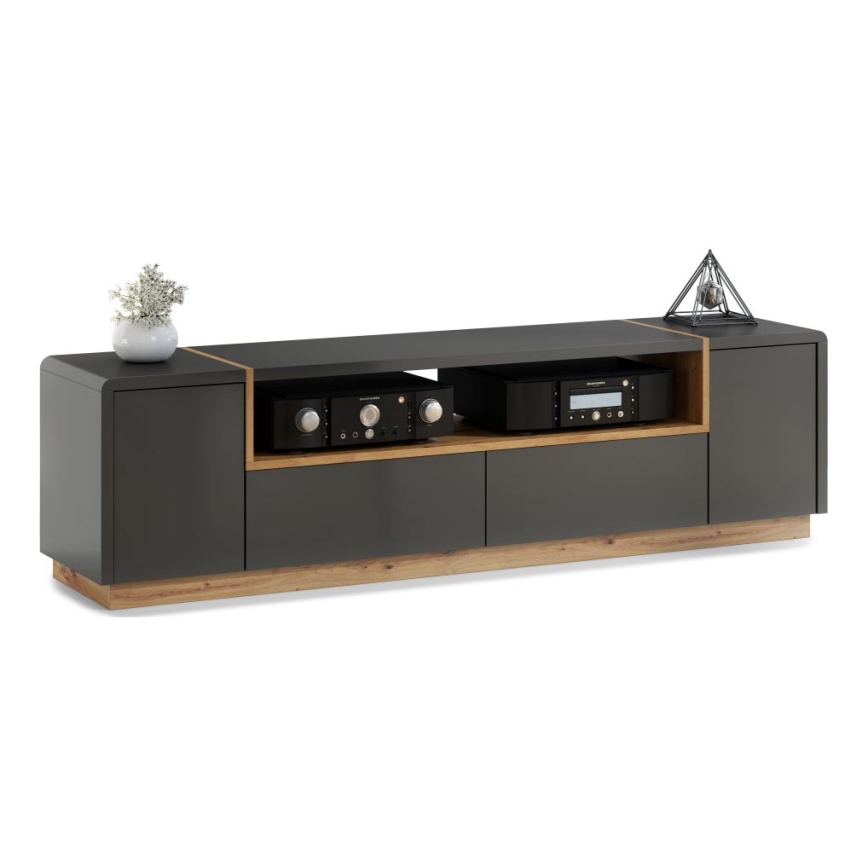 Mesa de TV FRED antracita/roble artisan