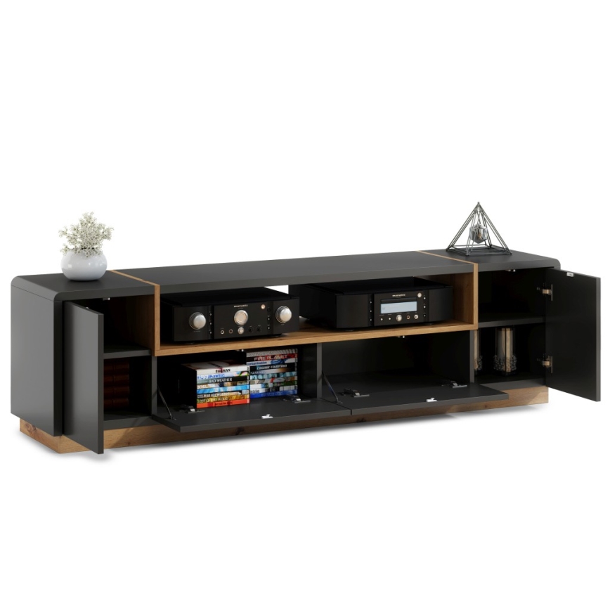 Mesa de TV FRED antracita/roble artisan