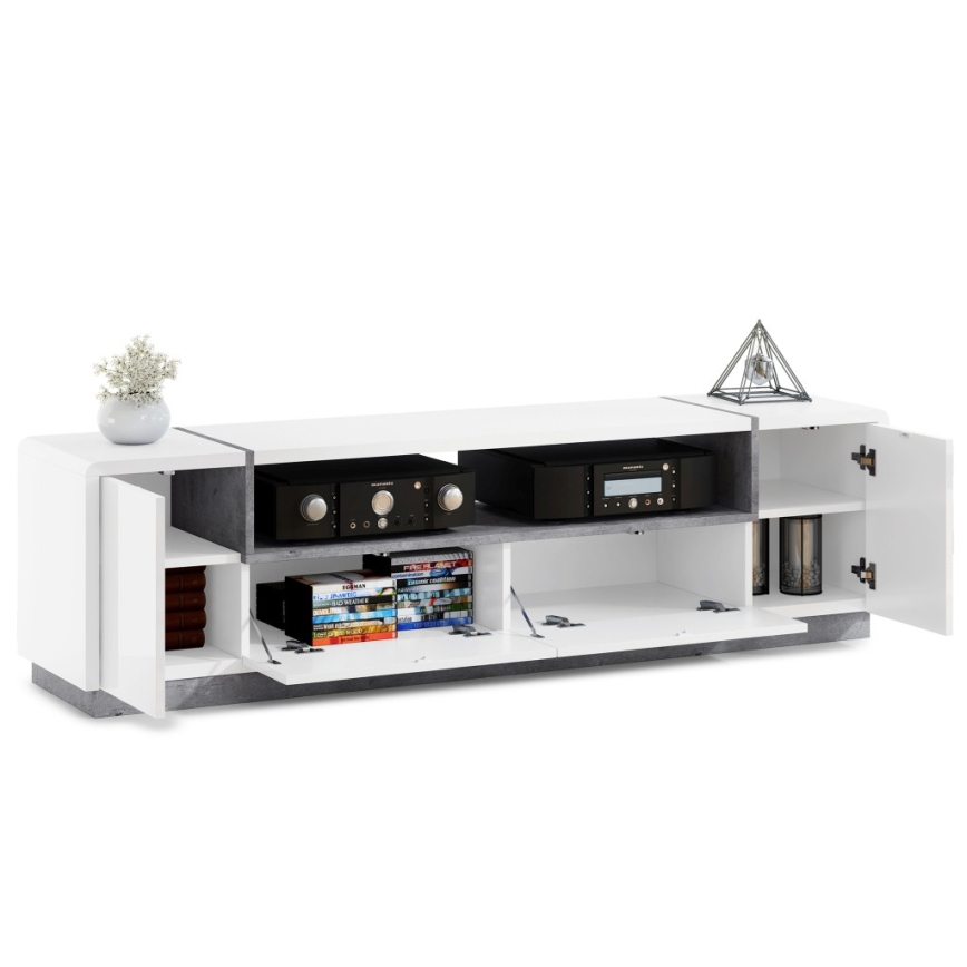 Mesa de TV FRED blanco/gris