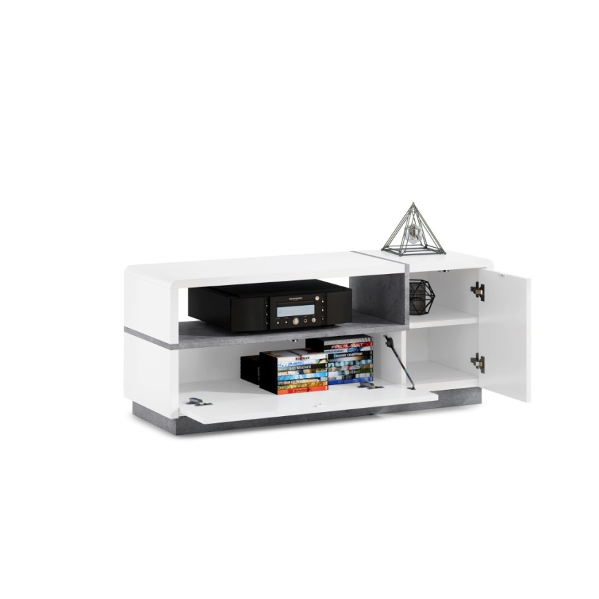 Mesa de TV FRED blanco/gris