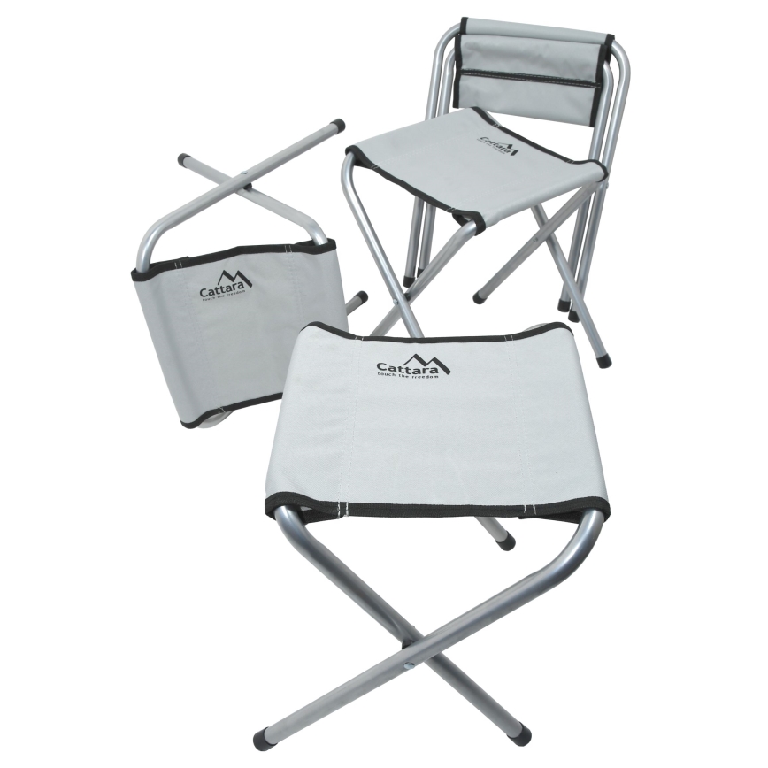 Mesa plegable de camping + 4x silla blanco/cromo mate