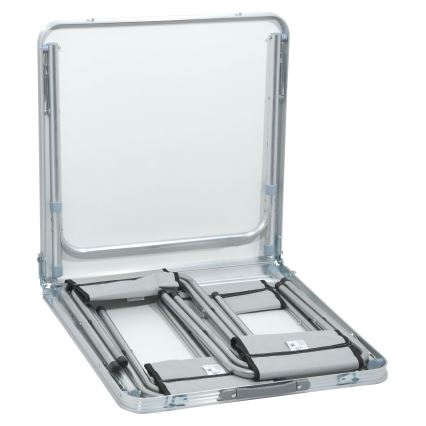 Mesa plegable de camping + 4x silla blanco/cromo mate