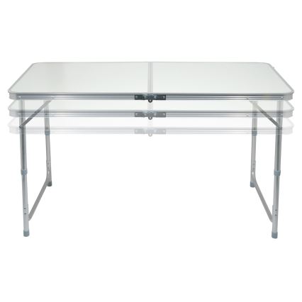 Mesa plegable de camping + 4x silla blanco/cromo mate