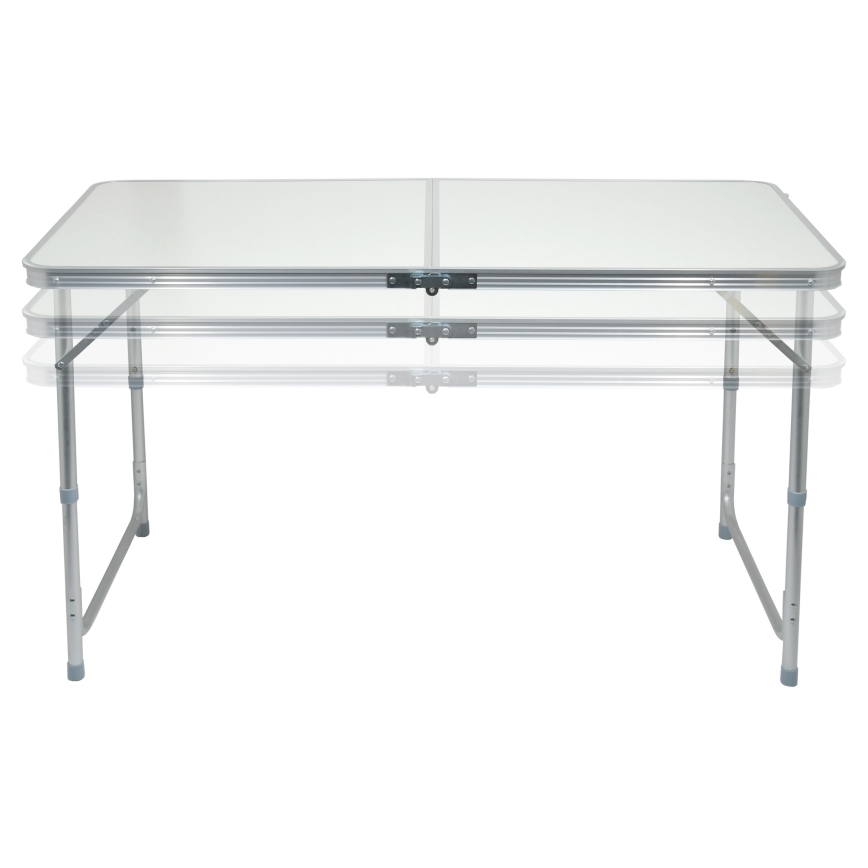 Mesa plegable de camping + 4x silla blanco/cromo mate
