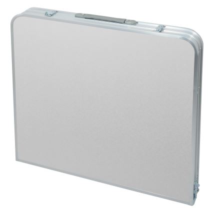 Mesa plegable de camping + 4x silla blanco/cromo mate