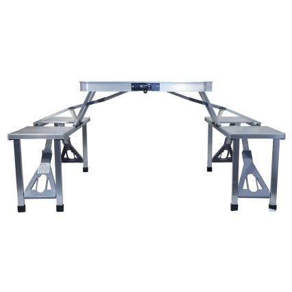 Mesa plegable de camping con sillas blanco/cromo mate