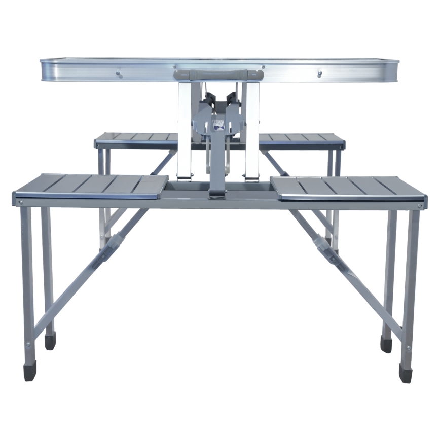Mesa plegable de camping con sillas blanco/cromo mate