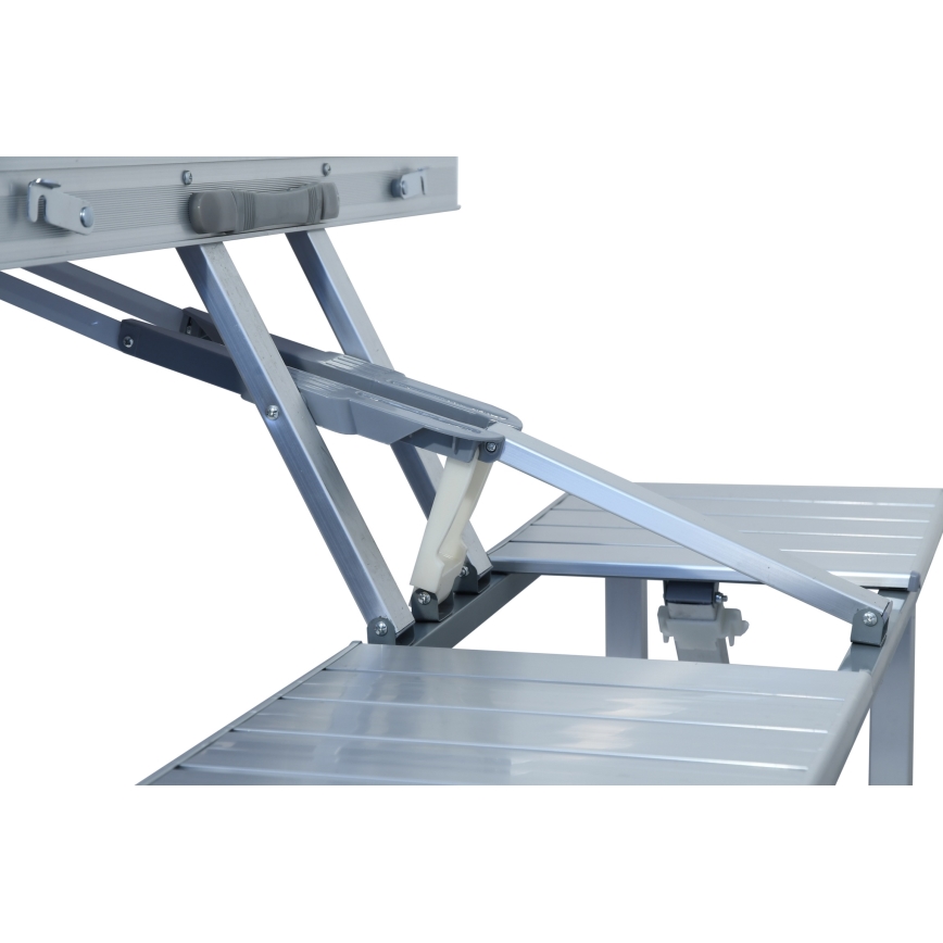 Mesa plegable de camping con sillas blanco/cromo mate
