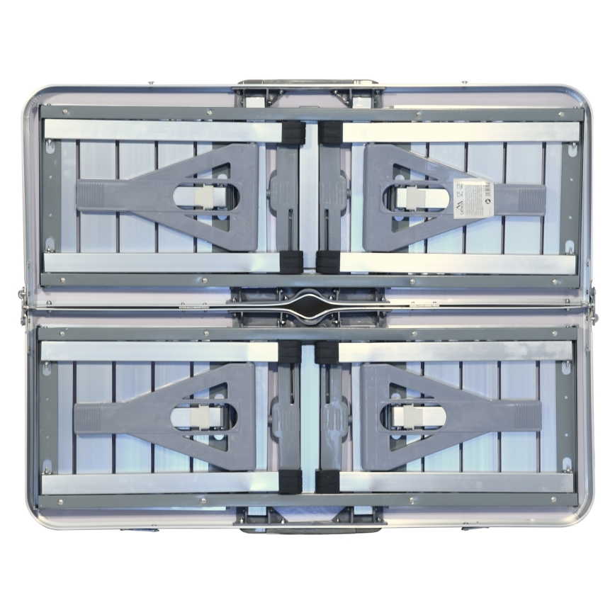 Mesa plegable de camping con sillas blanco/cromo mate