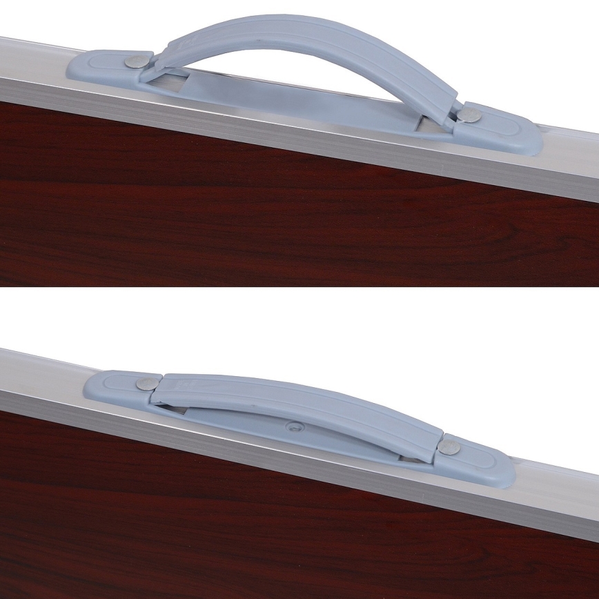 Mesa plegable de camping marrón/cromo mate