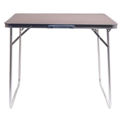 Mesa plegable de camping marrón/cromo mate