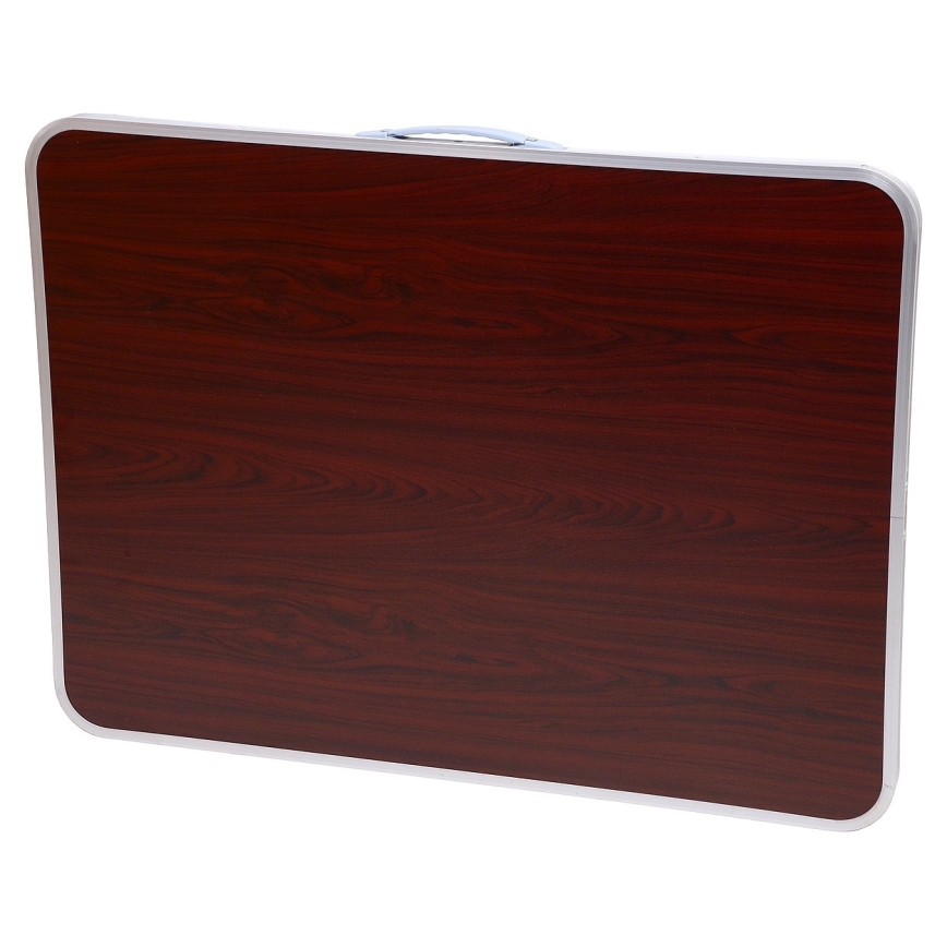 Mesa plegable de camping marrón/cromo mate