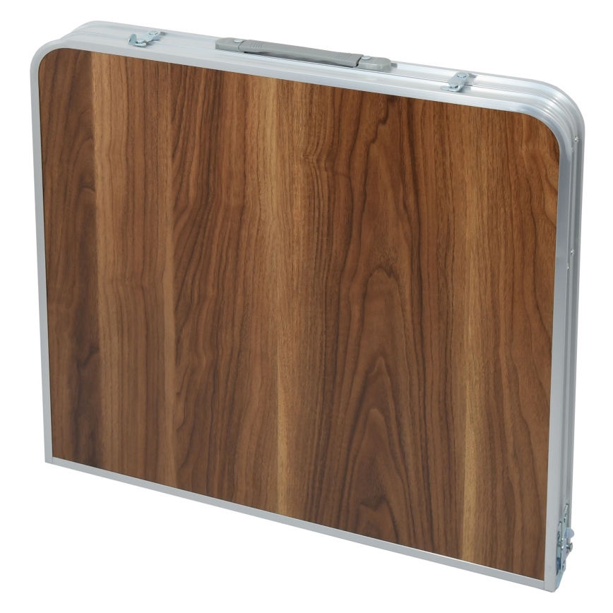 Mesa plegable de camping marrón/cromo mate