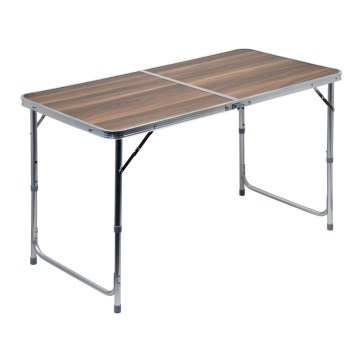 Mesa plegable de camping marrón/cromo mate