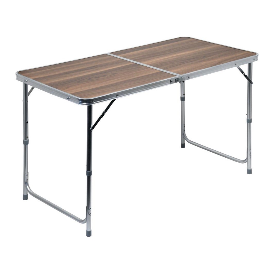 Mesa plegable de camping marrón/cromo mate