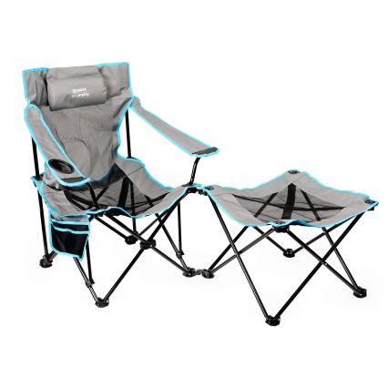Mesa plegable de camping + silla gris/azul