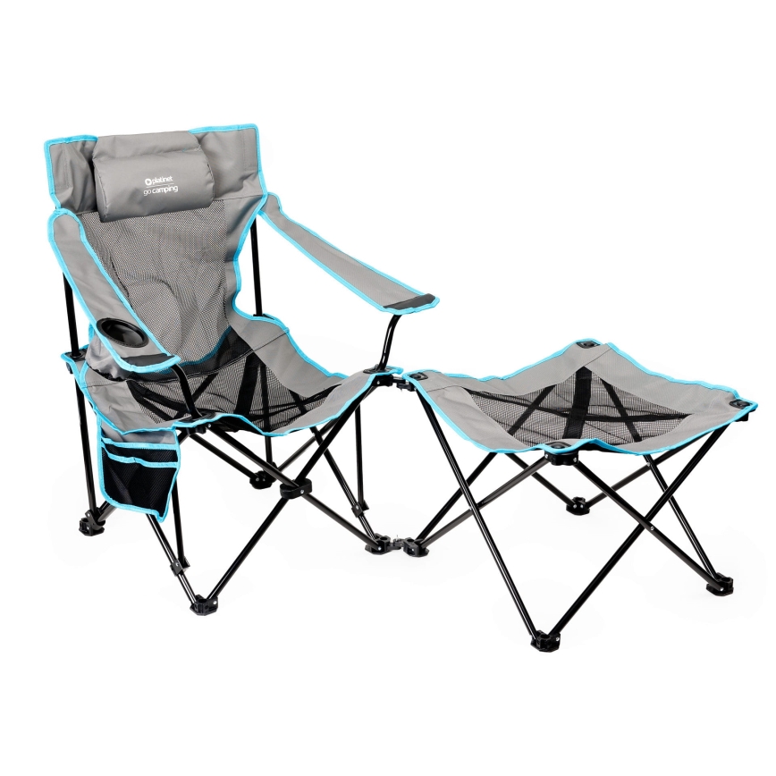 Mesa plegable de camping + silla gris/azul
