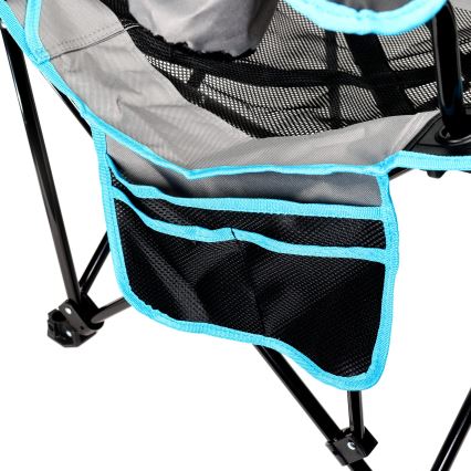 Mesa plegable de camping + silla gris/azul