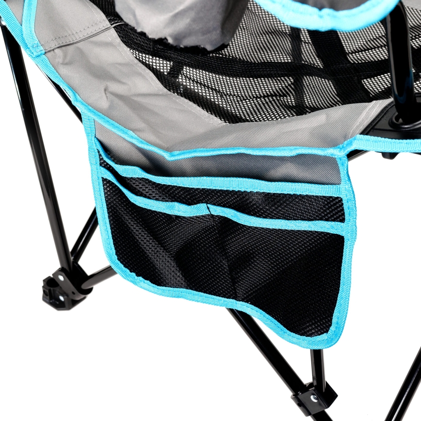 Mesa plegable de camping + silla gris/azul