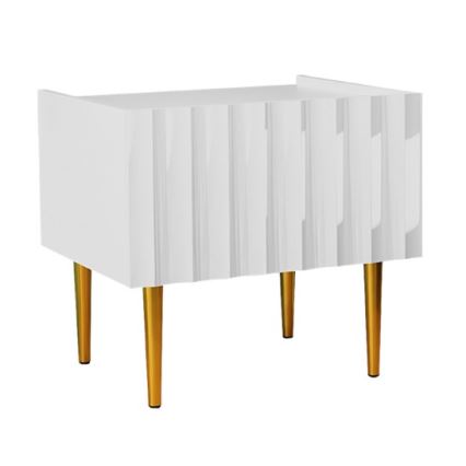 Mesita de noche ARCOS 46x50 cm blanco/dorado