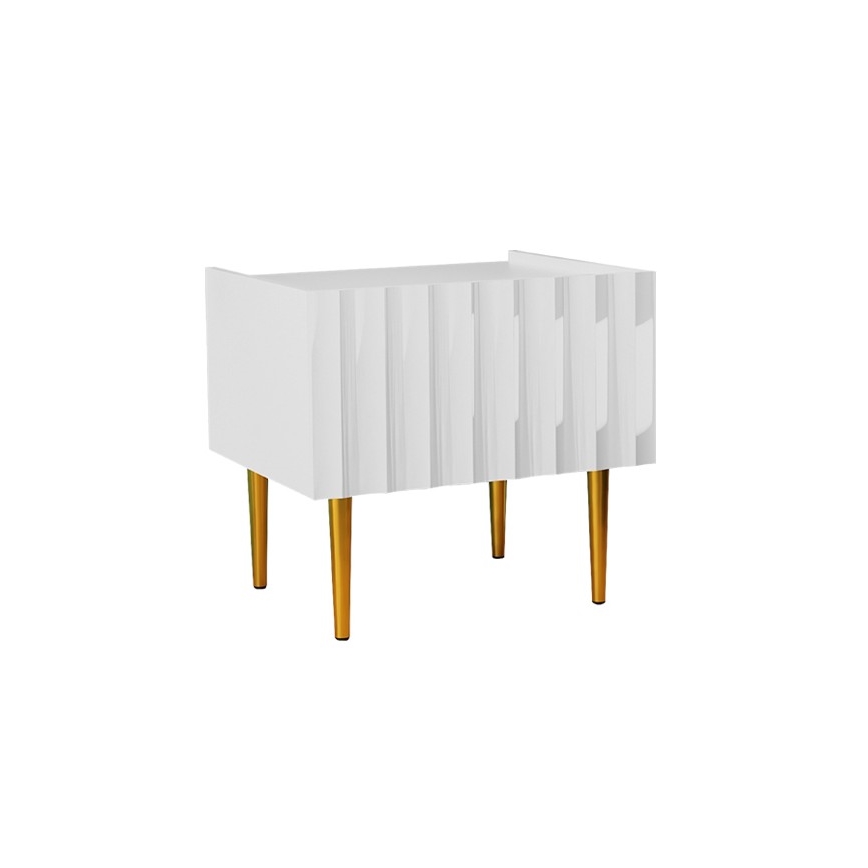Mesita de noche ARCOS 46x50 cm blanco/dorado