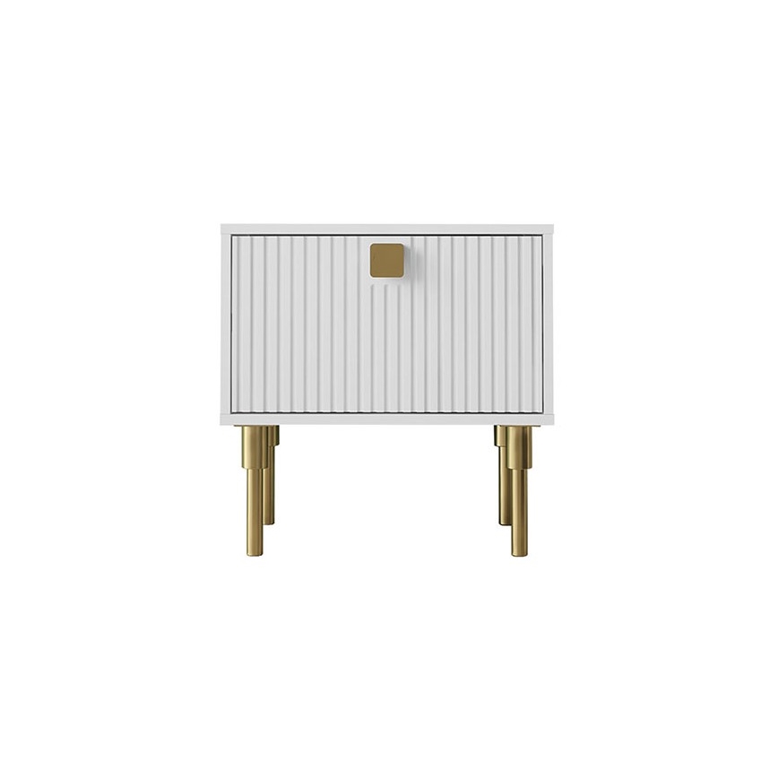 Mesita de noche DORSET 50x50 cm blanco/dorado