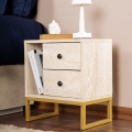 Mesita de noche GLIMMER 50x45,2 cm beige/dorado