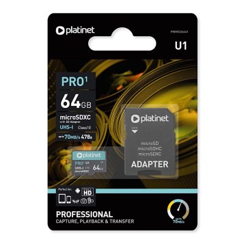 MicroSDXC 64GB U1 Pro 70MB/s + adaptador SD