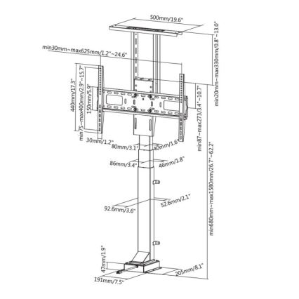 MK FLORIA MKF-19DM648 - Soporte de suelo para TV 37-65" negro + control remoto