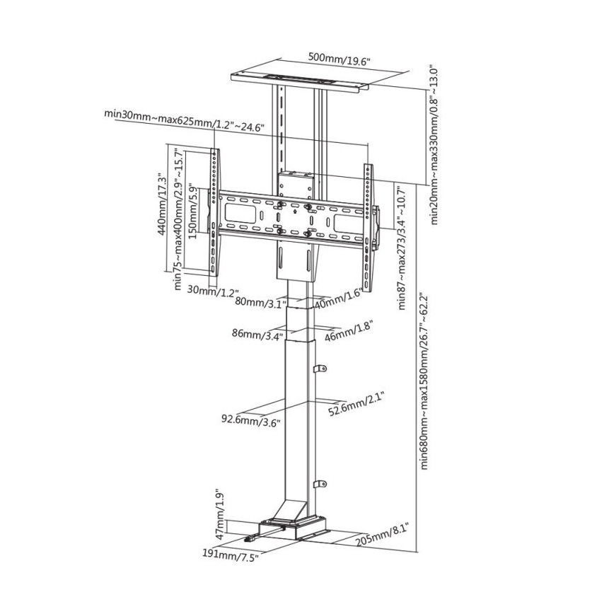 MK FLORIA MKF-19DM648 - Soporte de suelo para TV 37-65" negro + control remoto