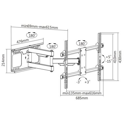 MK FLORIA MKF-20DP646 - Soporte de pared para TV con junta 80" negro