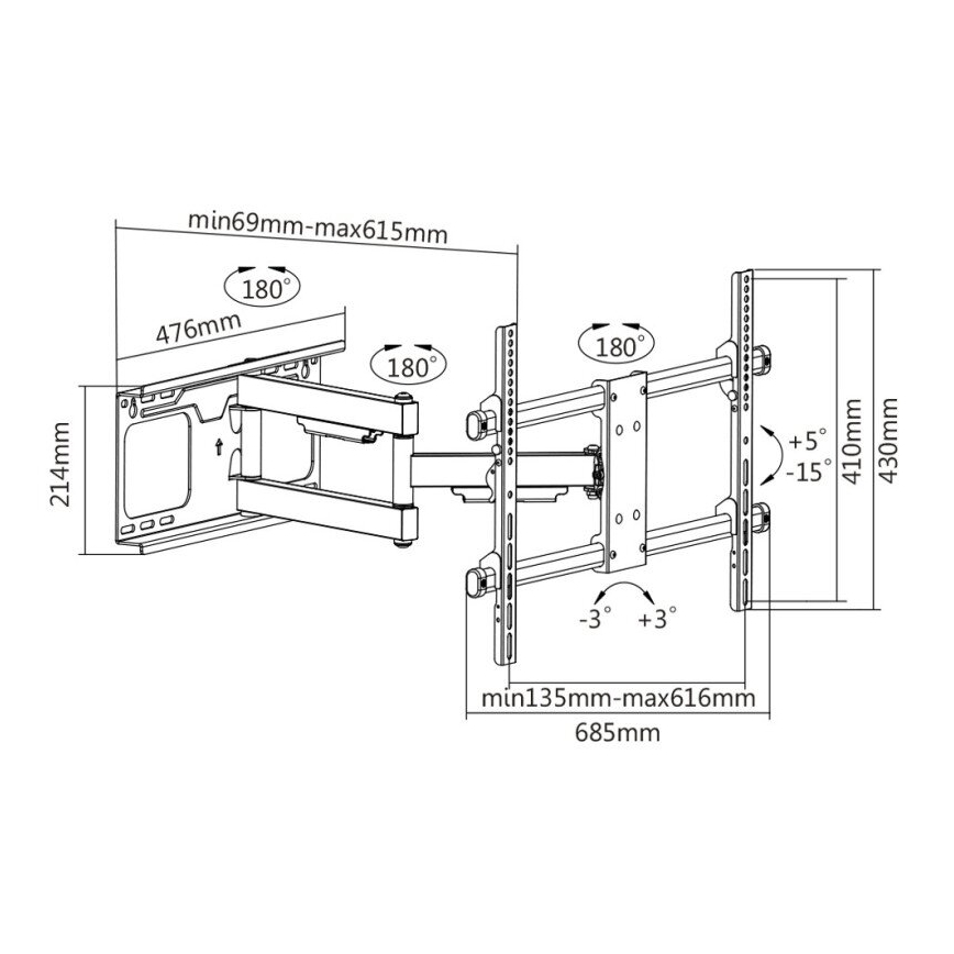 MK FLORIA MKF-20DP646 - Soporte de pared para TV con junta 80" negro