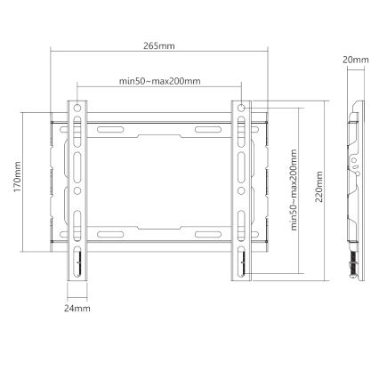 MK FLORIA MKF-23DF223 - Soporte fijo para TV de pared 46" negro