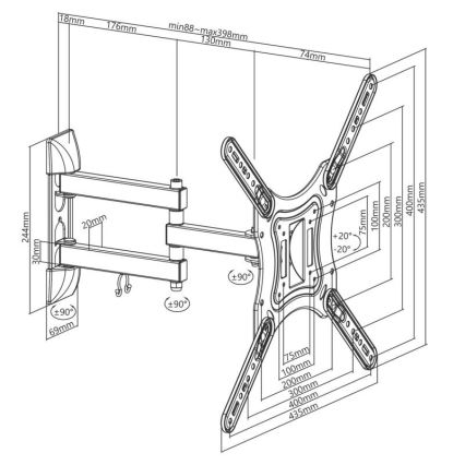 MK FLORIA MKF-23DP444 - Soporte de pared para TV con junta 65" negro