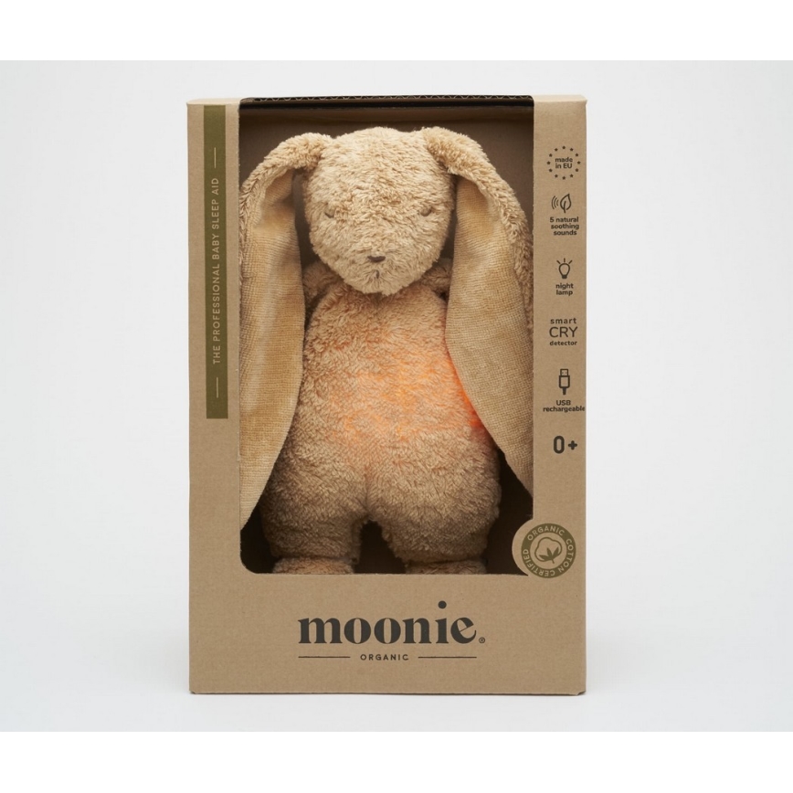 Moonie - Pelele con melodía y luz conejo 2.0 organic cappuccino
