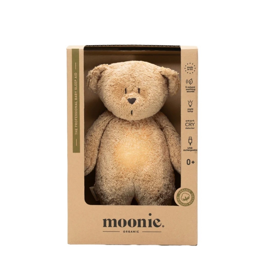 Moonie - Pelele con melodía y luz osito organic cappuccino natur