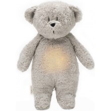 Moonie - Pelele con melodía y luz, pequeño oso de miel orgánica en tono gris natural