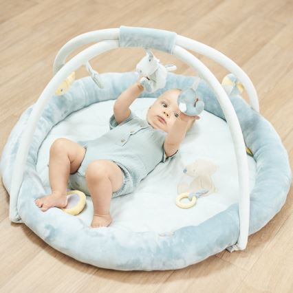 Nattou - Manta infantil para jugar con un trapecio ROMEO, JULES & SALLY azul