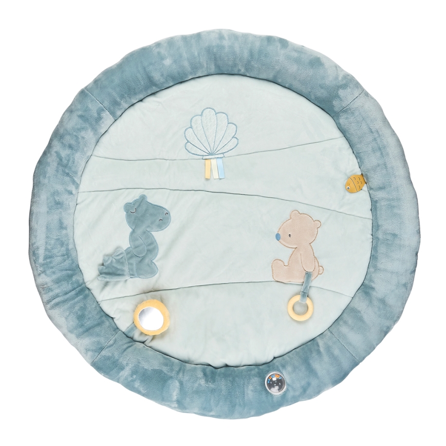 Nattou - Manta infantil para jugar con un trapecio ROMEO, JULES & SALLY azul