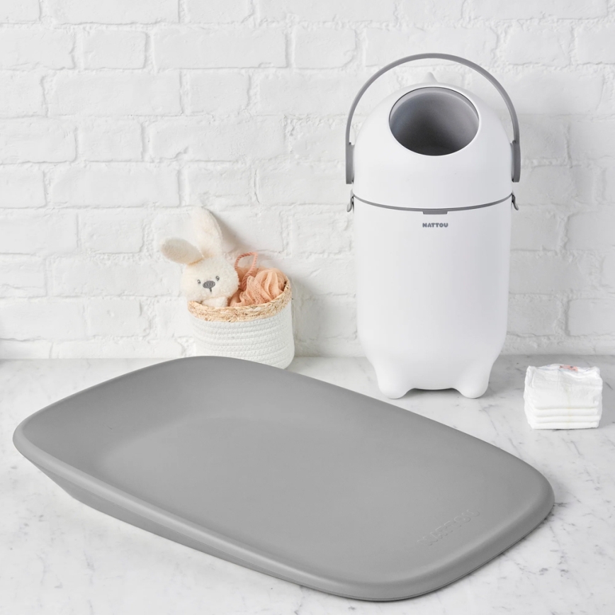 Nattou - Papelera y cambiador de pañales SOFTY 50x70 cm blanco/gris
