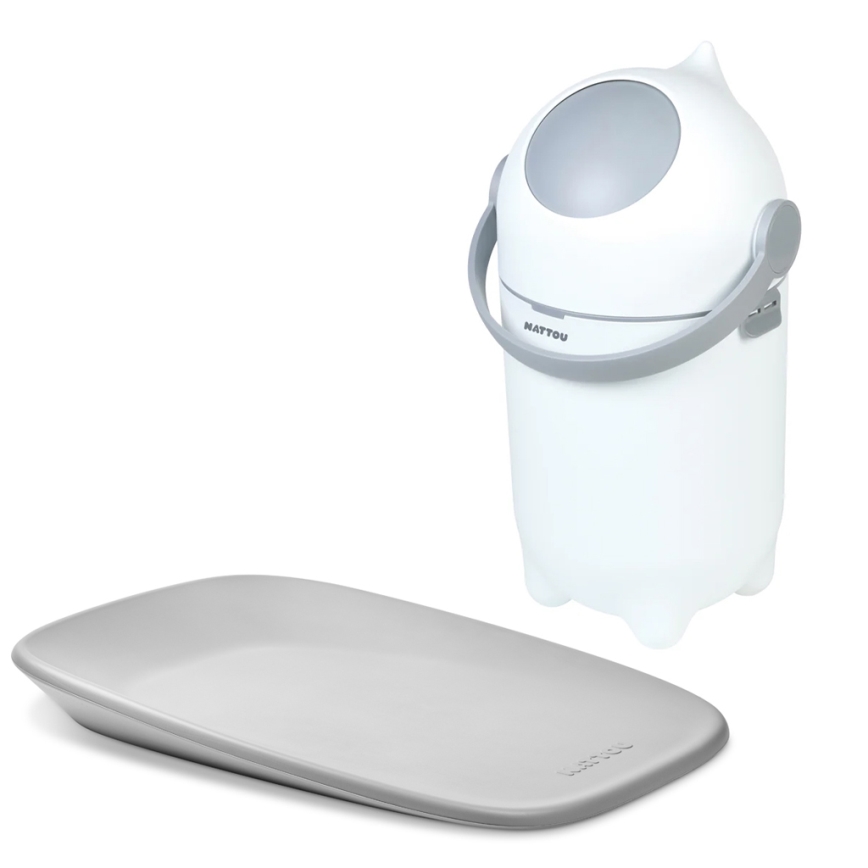 Nattou - Papelera y cambiador de pañales SOFTY 50x70 cm blanco/gris